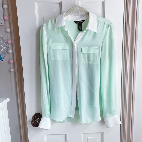 White House Black Market Tops - White House Black Market Mint Green Button Up Blouse
